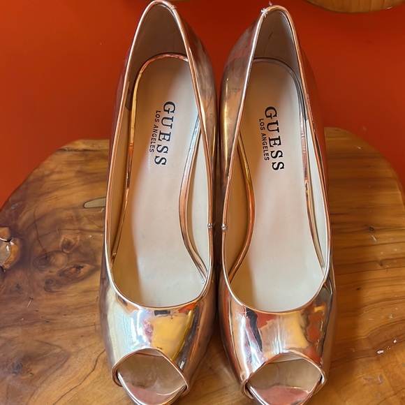 GUESS Rose Gold Open Toe Platform heels - Picture 2 of 3